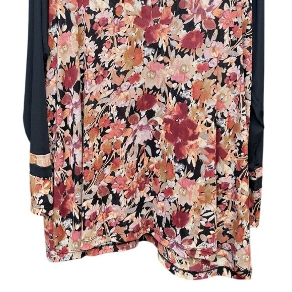 LOGO Layers Floral Sheer Mesh Multicolor Long Sleeve Top 2X Plus Size Women - Picture 4 of 7